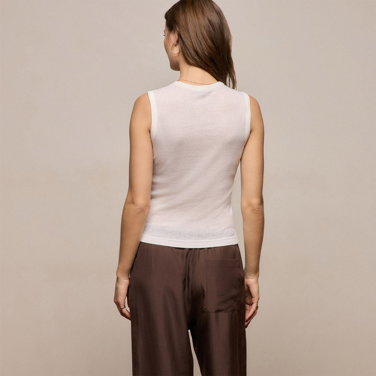 Cotton Cashmere Rib Tank in Off White | James Perse Los Angeles