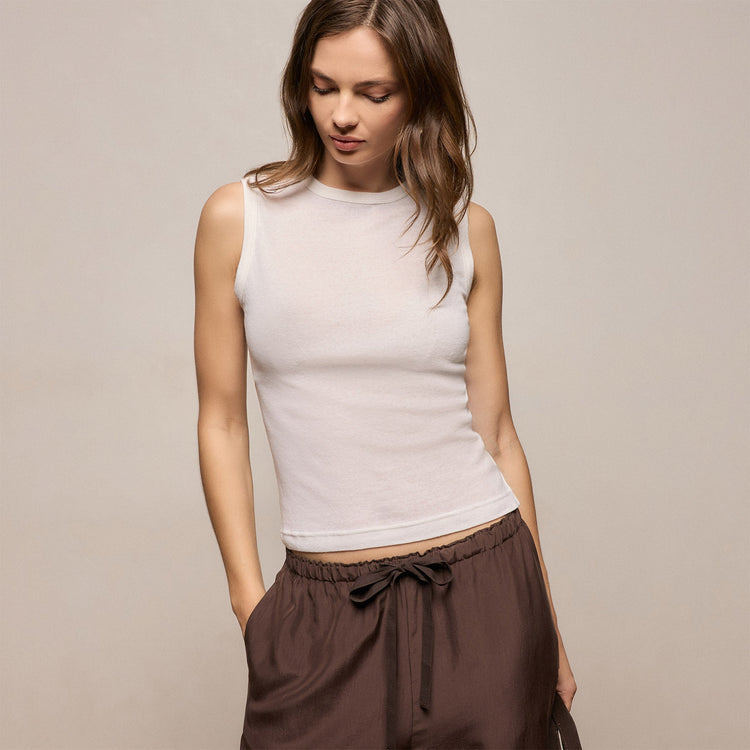 Cotton Cashmere Rib Tank in Off White | James Perse Los Angeles