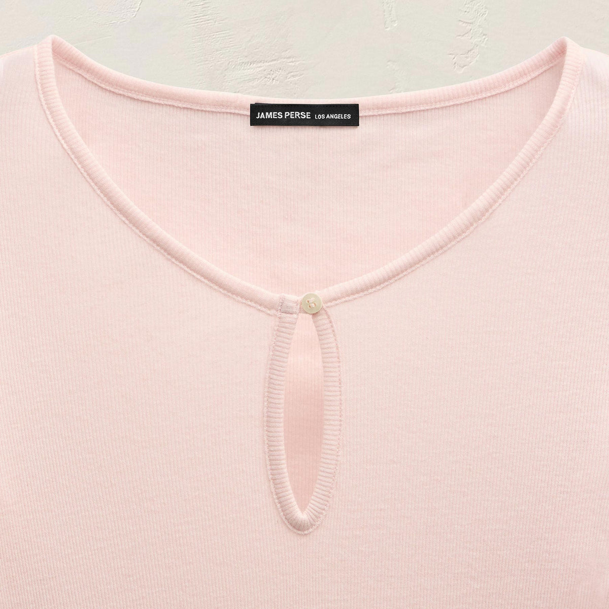 Cotton Cashmere Rib Keyhole Top in Rose Quartz | James Perse Los Angeles