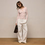 Cotton Cashmere Rib Keyhole Top in Rose Quartz | James Perse Los Angeles