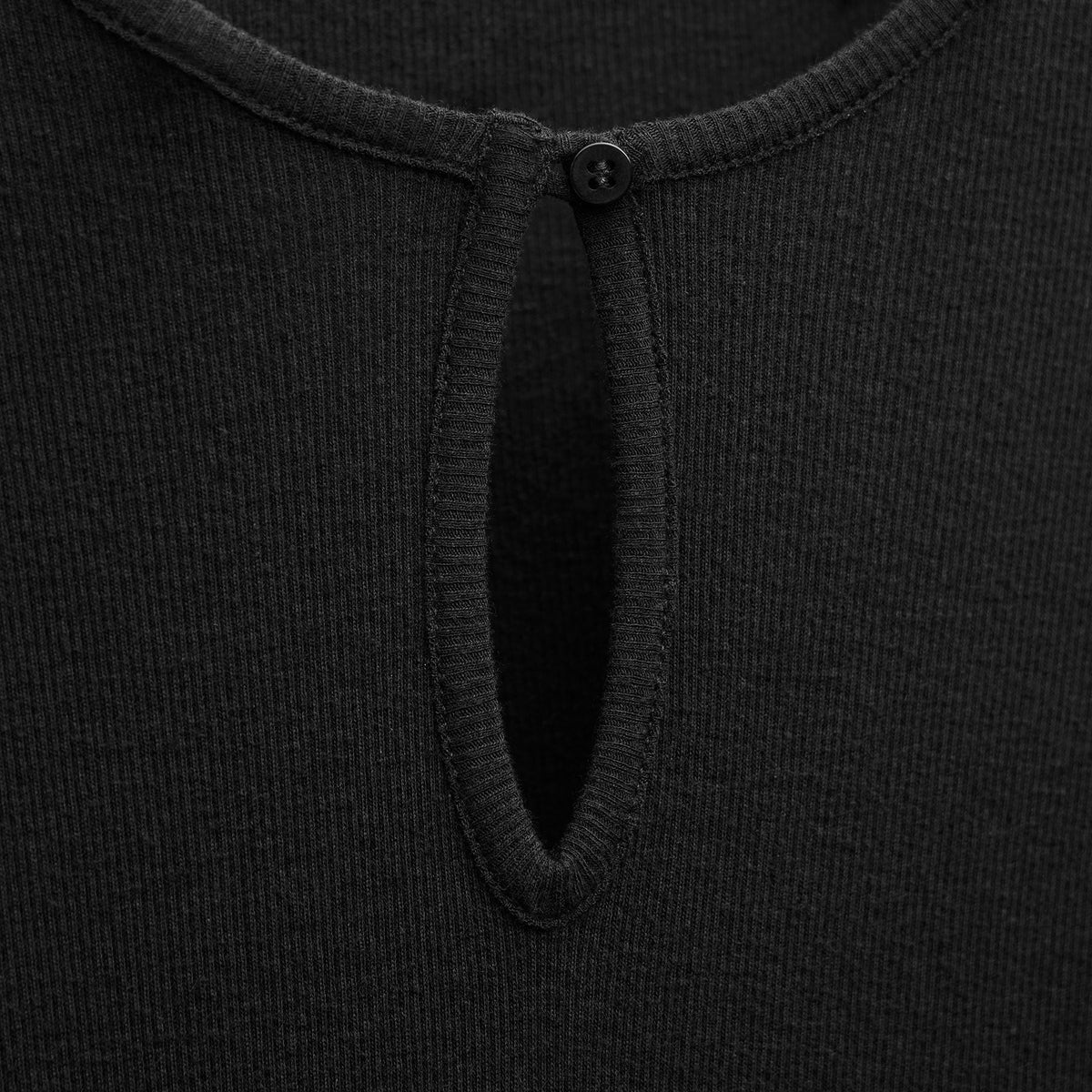 Cotton Cashmere Rib Keyhole Dress in Black | James Perse Los Angeles