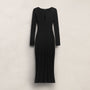Cotton Cashmere Rib Keyhole Dress in Black | James Perse Los Angeles