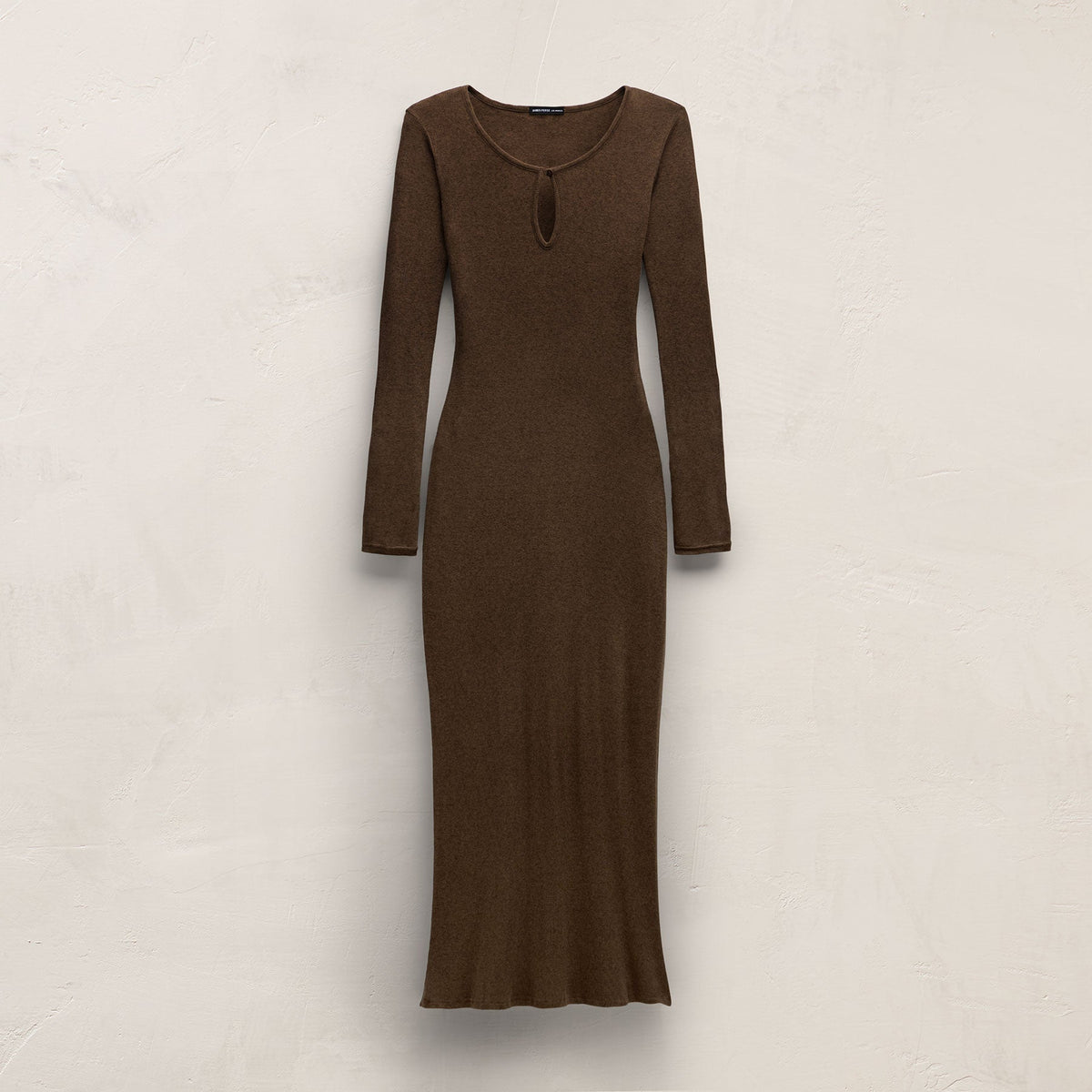 Cotton Cashmere Rib Keyhole Dress in Brown | James Perse Los Angeles