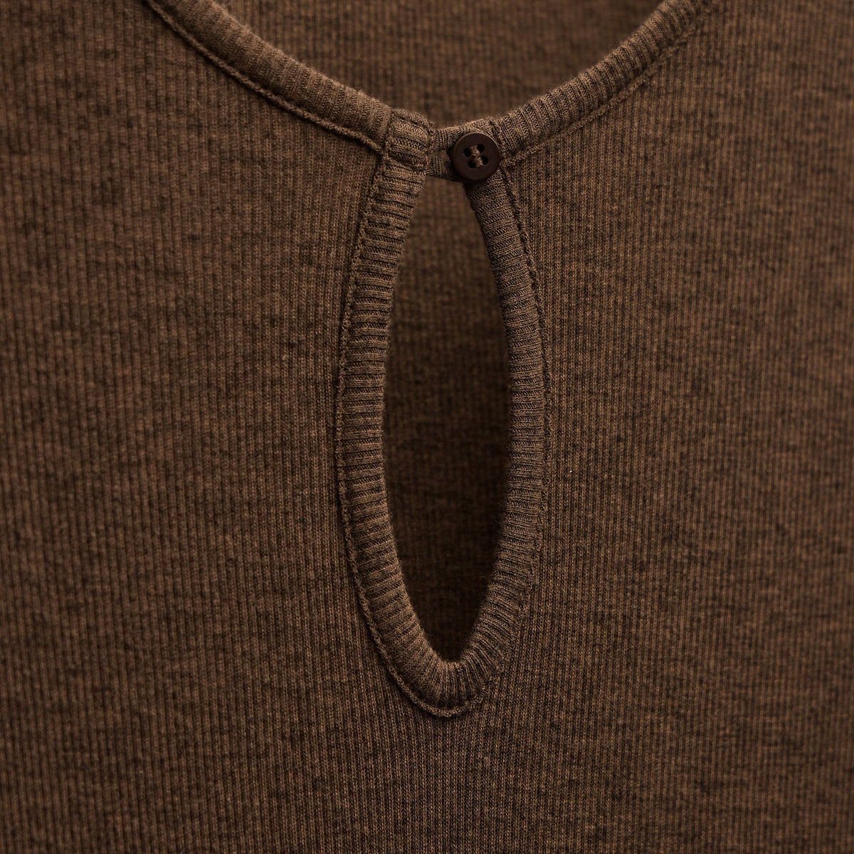 Cotton Cashmere Rib Keyhole Dress in Brown | James Perse Los Angeles