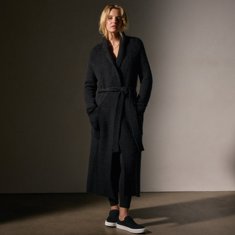 Cashmere Double Breasted Coat in Black | James Perse Los Angeles
