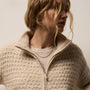 Chunky Knit Cashmere Silk Zip Front in Biscotti | James Perse Los Angeles