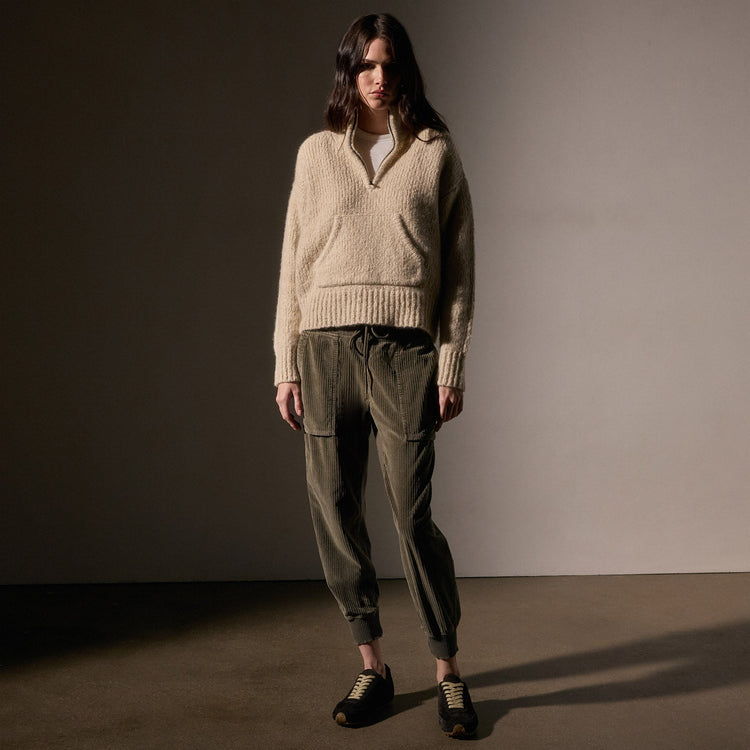 Low Gauge Cashmere Half Zip  in Biscotti | James Perse Los Angeles