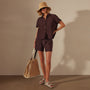 Cotton Terry Placket Short Sleeve in Mahogany | James Perse Los Angeles