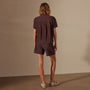 Cotton Terry Placket Short Sleeve in Mahogany | James Perse Los Angeles