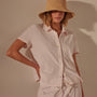 Cotton Terry Placket Short Sleeve in Zephyr | James Perse Los Angeles