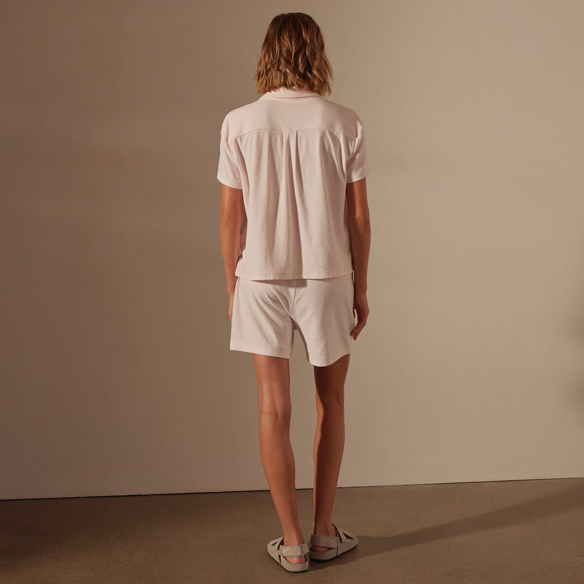 Cotton Terry Placket Short Sleeve in Zephyr | James Perse Los Angeles