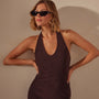 Cotton Terry Halter Dress in Mahogany | James Perse Los Angeles