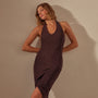 Cotton Terry Halter Dress in Mahogany | James Perse Los Angeles