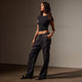 Cotton Twill Pleated Cargo in Black | James Perse Los Angeles