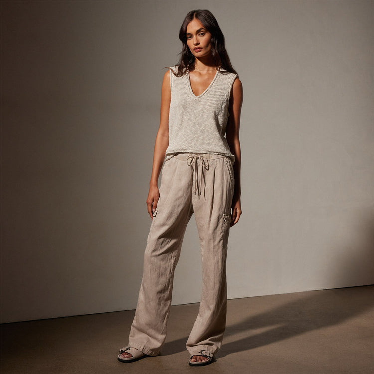 Cotton Twill Pleated Cargo in Grout Pigment | James Perse Los Angeles