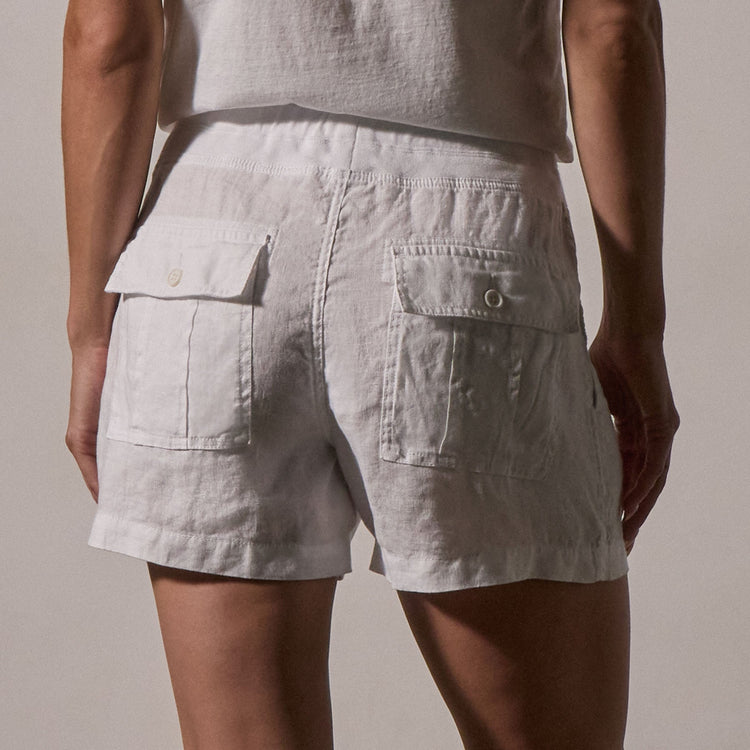 Linen Military Short in White | James Perse Los Angeles
