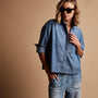 Cropped Boxy Denim Shirt in Light Wash | James Perse Los Angeles