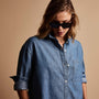 Cropped Boxy Denim Shirt in Light Wash | James Perse Los Angeles