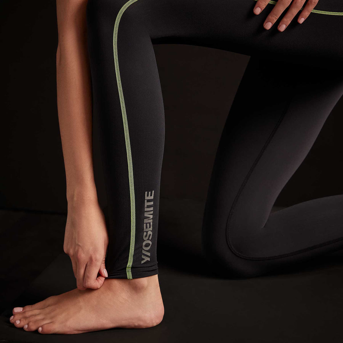 Y/OSEMITE Spiral Seam Legging In Black/Yellow/Grey | James Perse Los Angeles