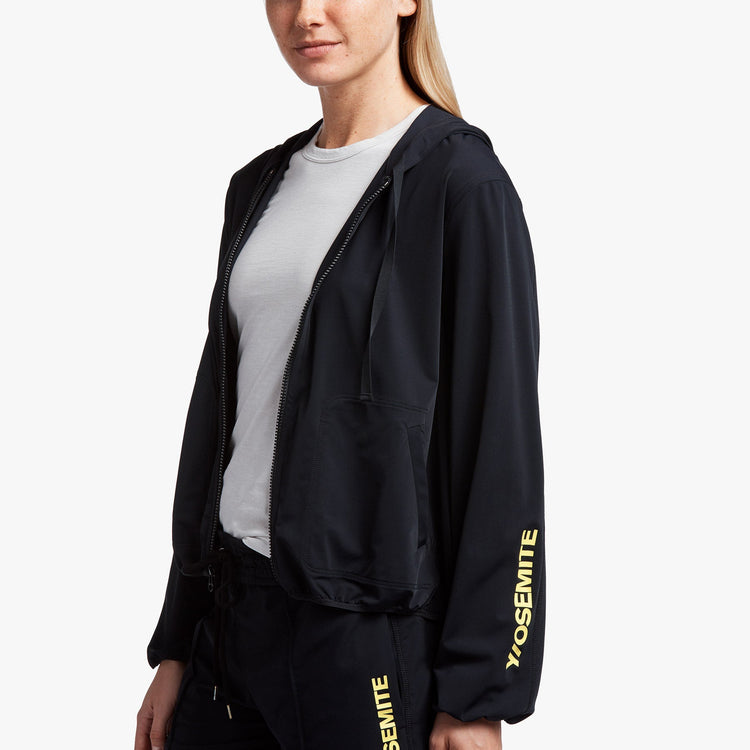 Y/OSEMITE Tricot Hooded Jacket In Black/Yellow | James Perse Los Angeles