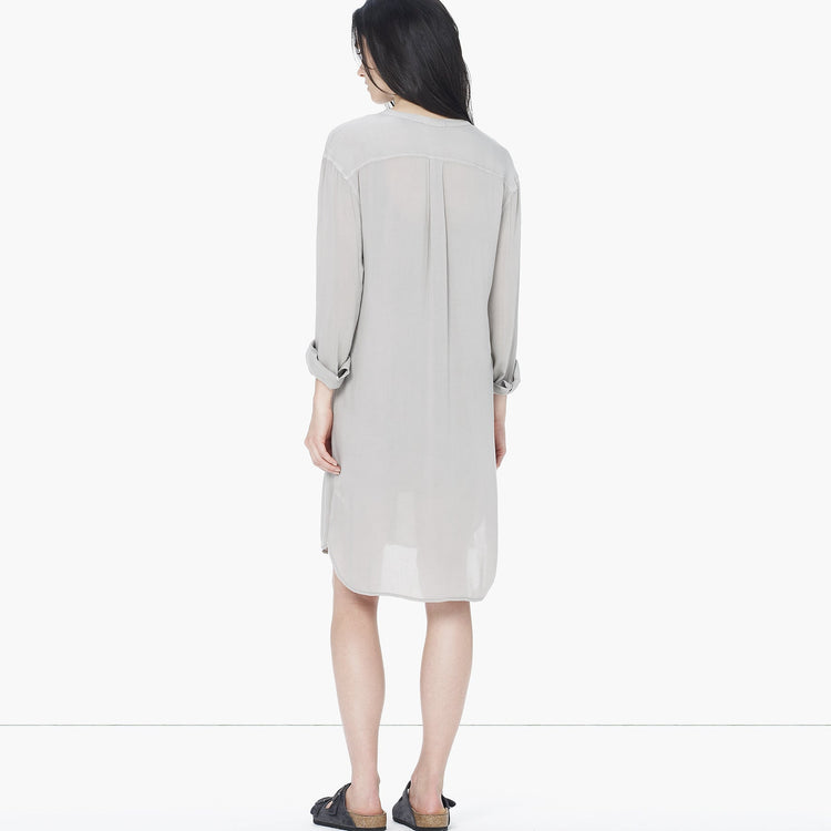 Collarless Shirt Dress in Shadow | James Perse Los Angeles