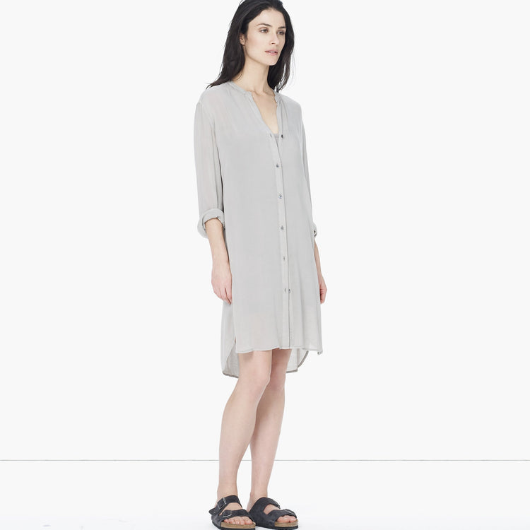Collarless Shirt Dress in Shadow | James Perse Los Angeles