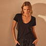 Stretch Jersey Short Sleeve in Black | James Perse Los Angeles