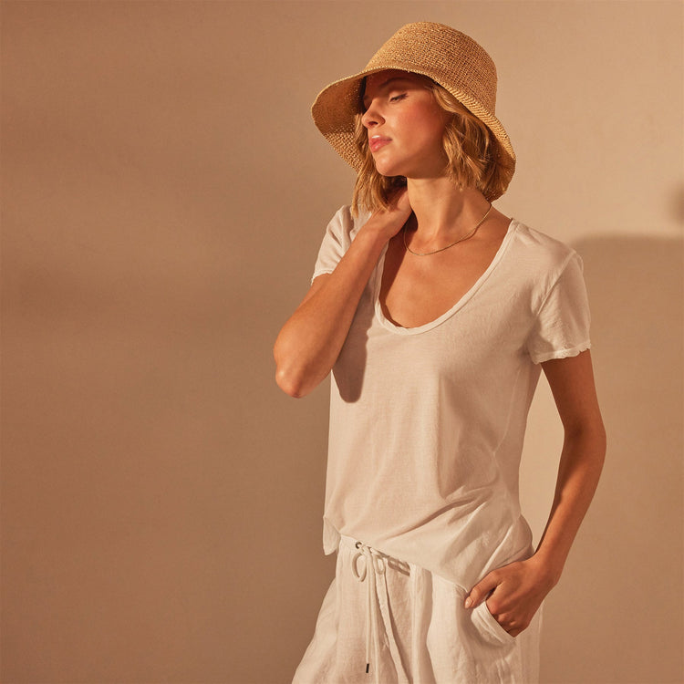 Stretch Jersey Short Sleeve in White | James Perse Los Angeles