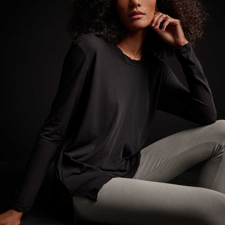 Long Sleeve High Gauge Jersey Tee - Black | James Perse Los Angeles