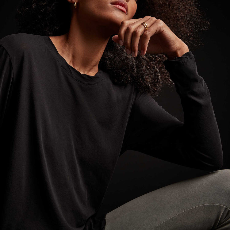 Long Sleeve High Gauge Jersey Tee - Black | James Perse Los Angeles