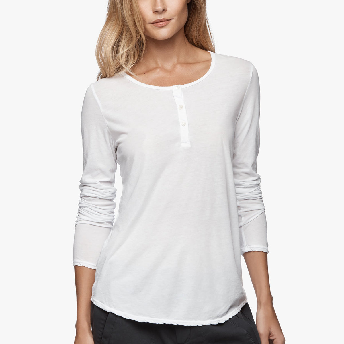 Button Down Henley in White | James Perse Los Angeles
