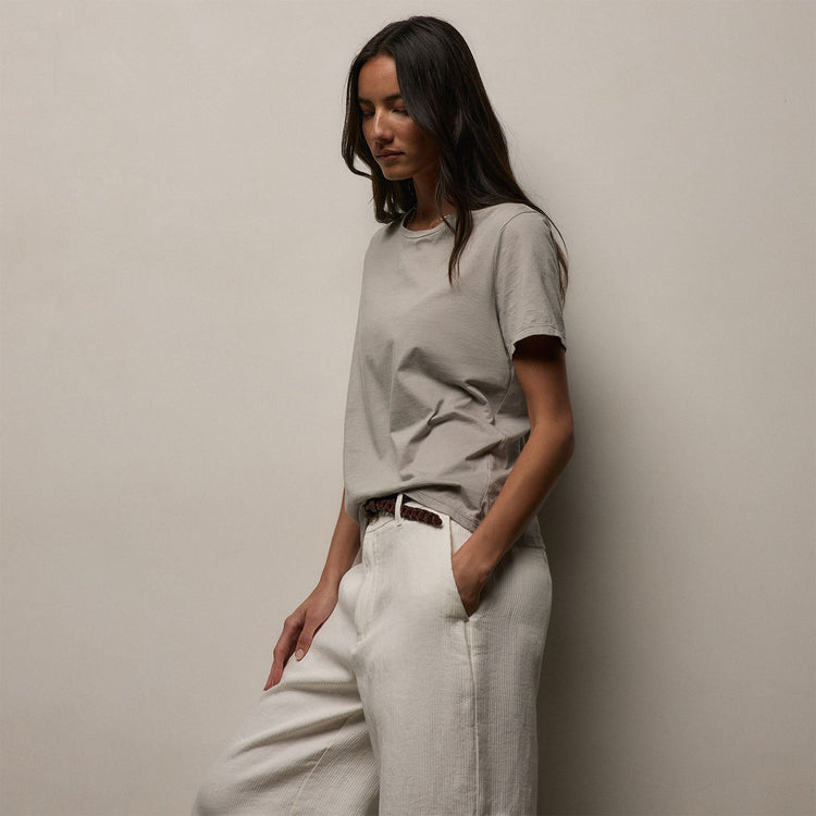 Luxe Lotus Jersey Crew in Fog | James Perse Los Angeles