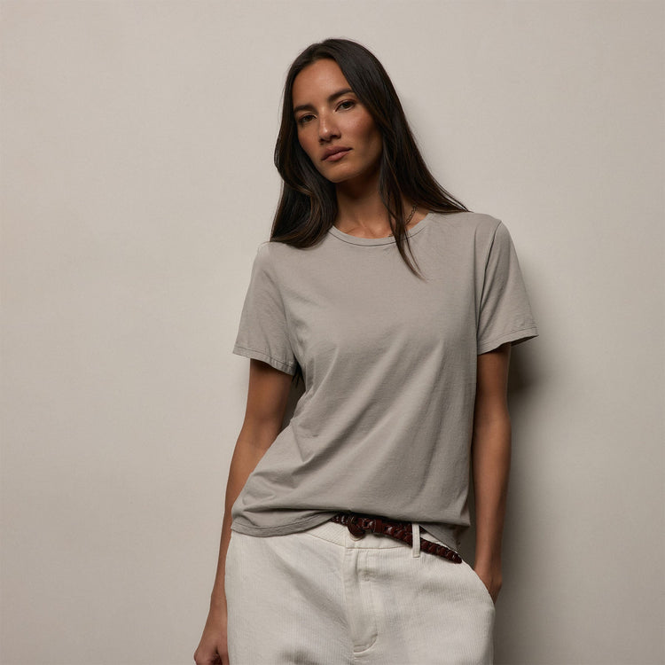 Luxe Lotus Jersey Crew in Fog | James Perse Los Angeles
