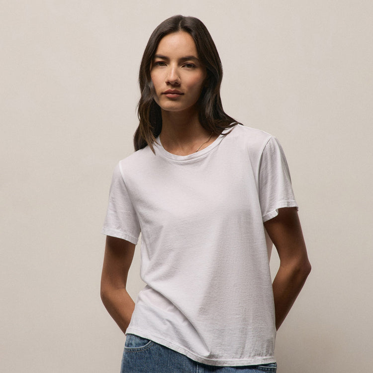Luxe Lotus Jersey Crew in White | James Perse Los Angeles