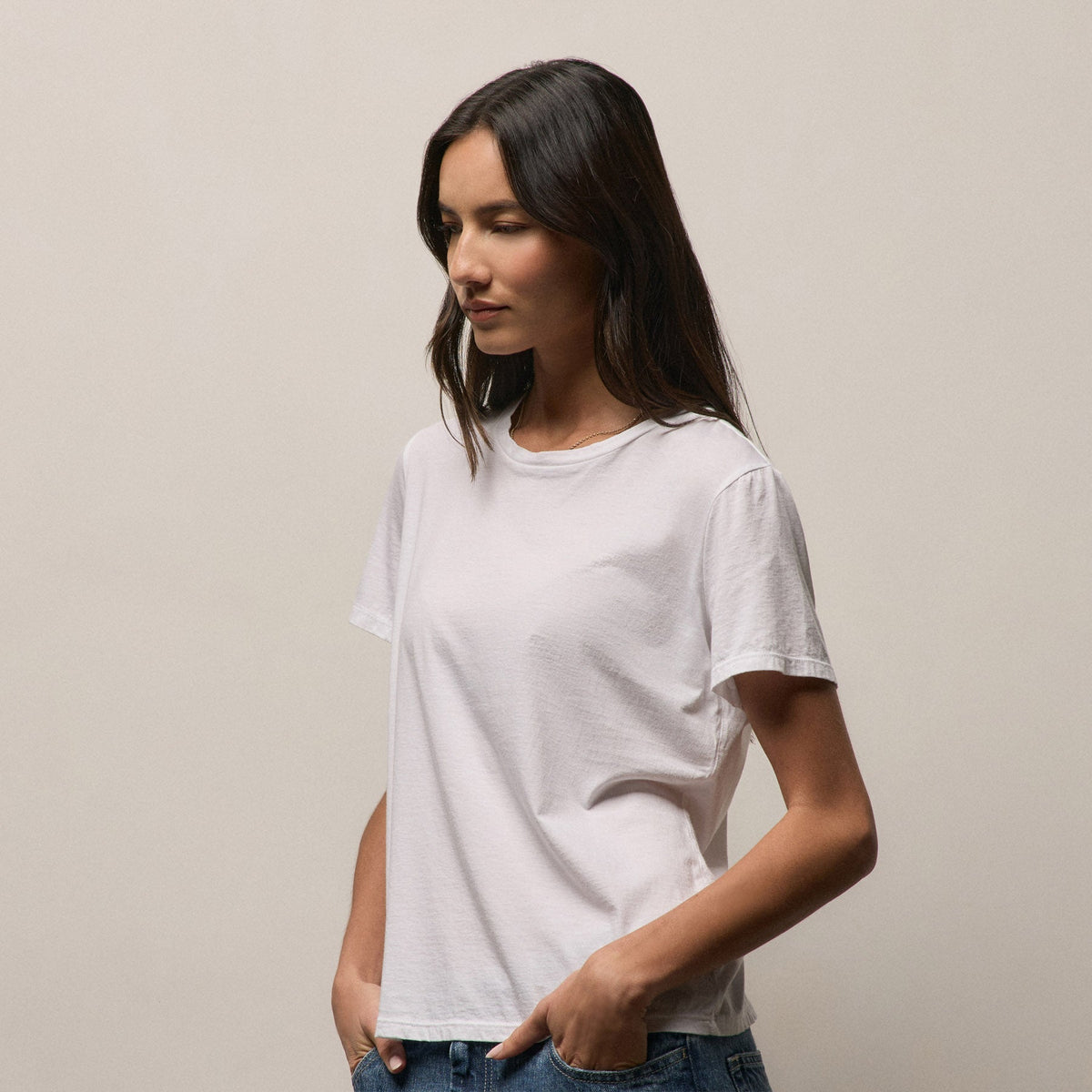 Luxe Lotus Jersey Crew in White | James Perse Los Angeles
