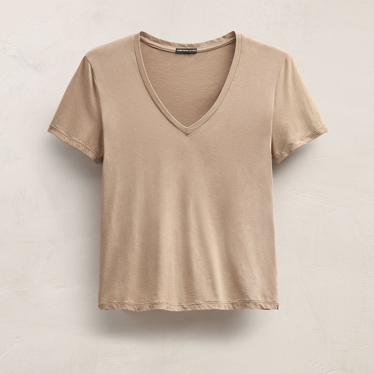 Short Sleeve Elevated Lotus Jersey V Neck in Coffee | James Perse Los Angeles FLAT