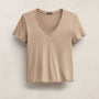 Short Sleeve Elevated Lotus Jersey V Neck in Coffee | James Perse Los Angeles FLAT