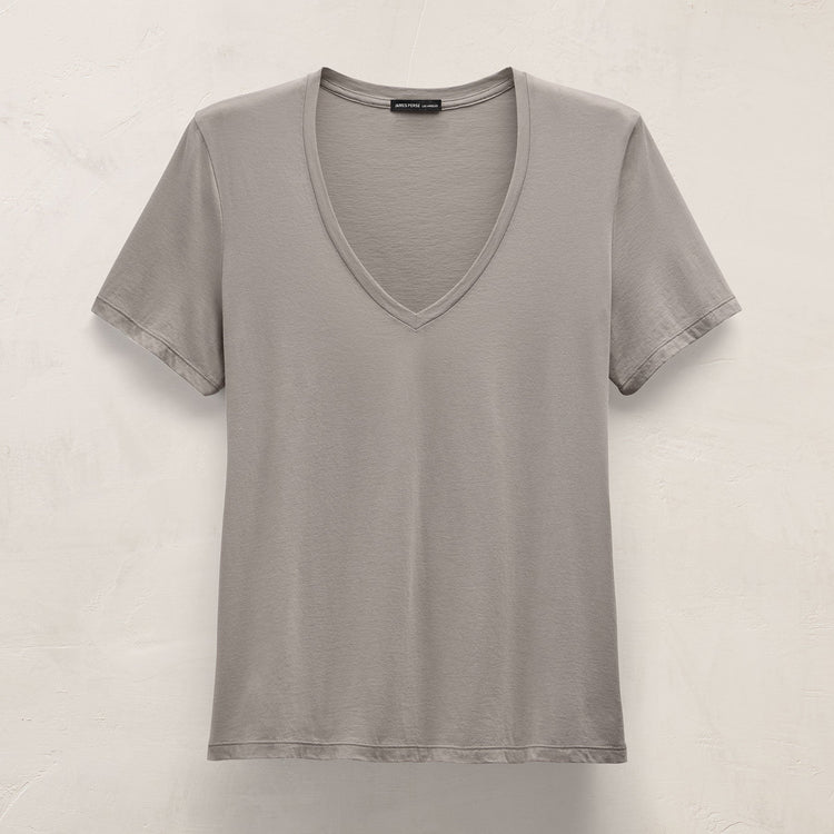 Luxe Lotus Jersey V Neck in Fog | James Perse Los Angeles