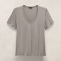 Luxe Lotus Jersey V Neck in Fog | James Perse Los Angeles