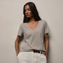 Luxe Lotus Jersey V Neck in Fog | James Perse Los Angeles