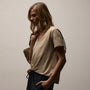 Luxe Lotus Jersey V Neck in Light Khaki | James Perse Los Angeles