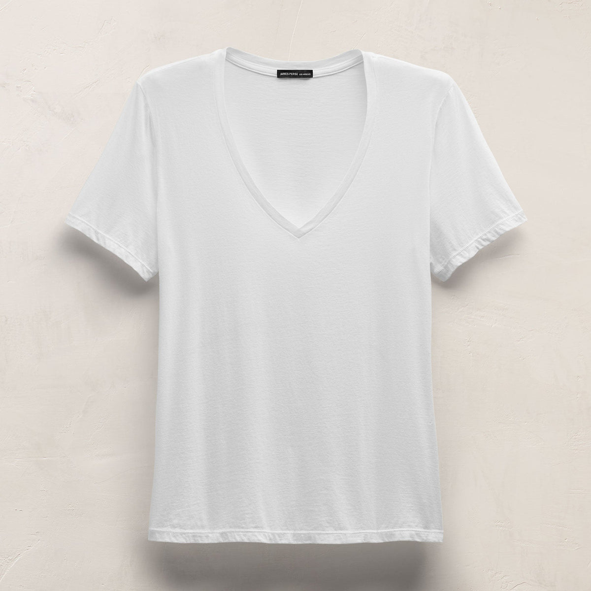 Luxe Lotus Jersey V Neck in White | James Perse Los Angeles
