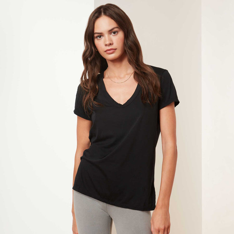 Luxe Lotus Jersey Tee In Black | James Perse Los Angeles