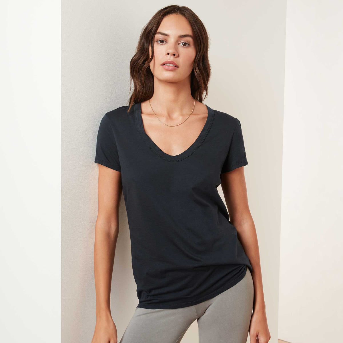 Luxe Lotus Jersey Tee In French Navy | James Perse Los Angeles