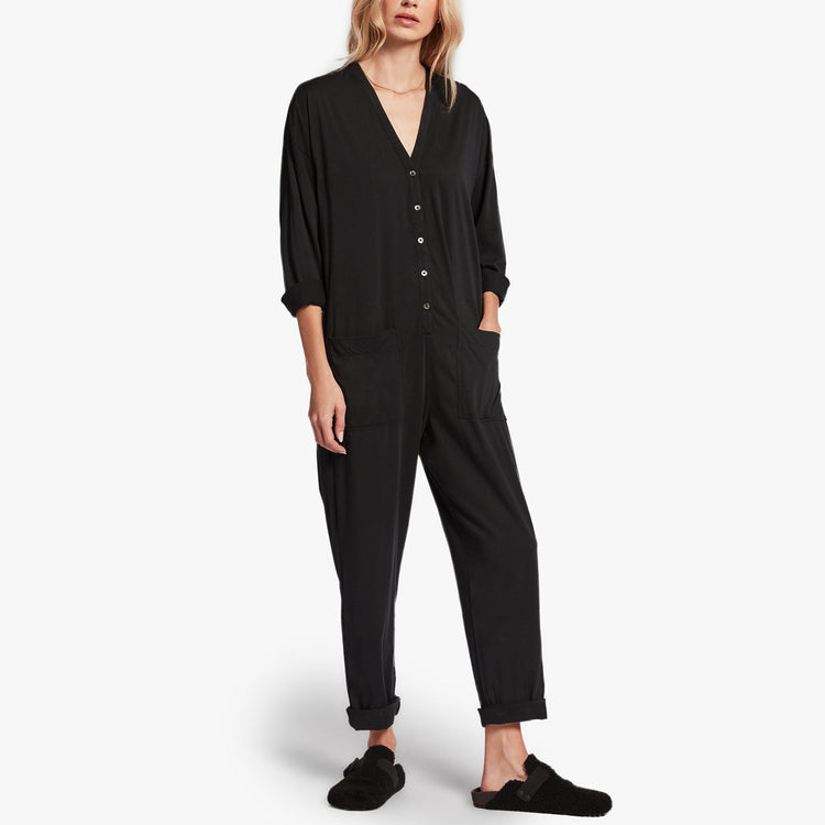 Luxe Lotus Jersey Lounge Jumper In Black | James Perse Los Angeles