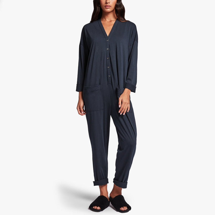 Luxe Lotus Jersey Lounge Jumper In French Navy | James Perse Los Angeles