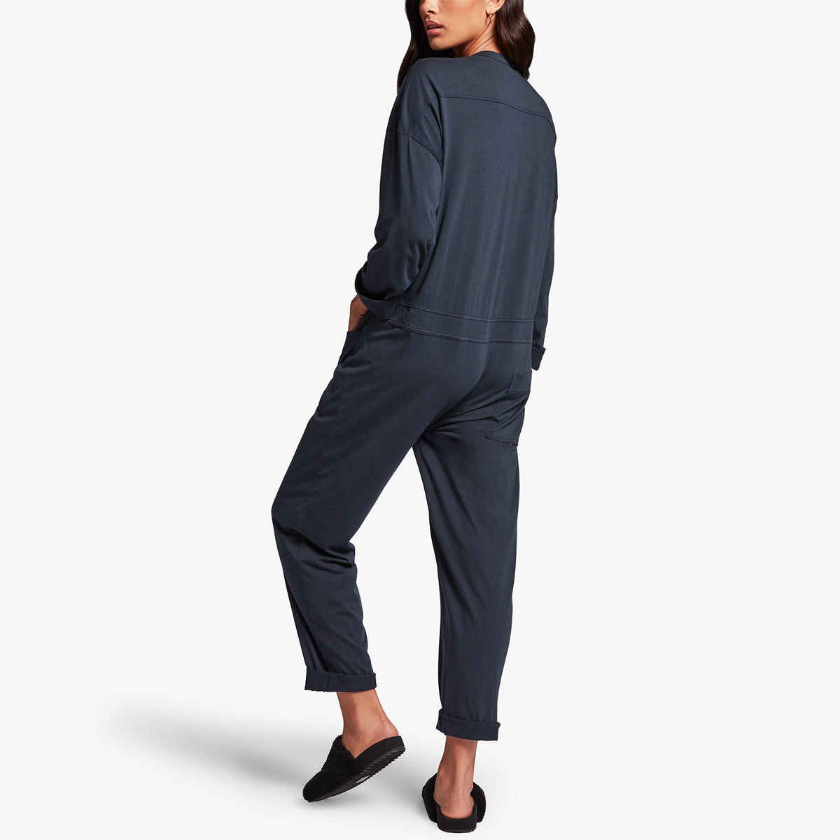 Luxe Lotus Jersey Lounge Jumper In French Navy | James Perse Los Angeles