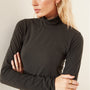 Stretch Jersey Long Sleeve Funnel Neck - Carbon | James Perse Los Angeles