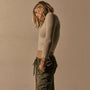 Shoulder Button Short Sleeve Sweater in Ivory | James Perse Los Angeles