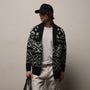 Chalet Intarsia Cardigan in Black/Heather Grey | James Perse Los Angeles / Mens